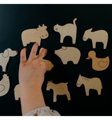 Tiere auf dem Bauernhof - Magnetspiel aus Holz für Kinder ab 3 Jahren - Ferflex